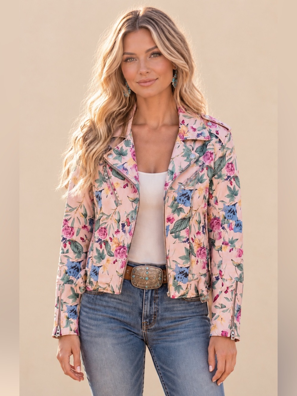 Colleen Lopez Pink Floral Bomber Jacket